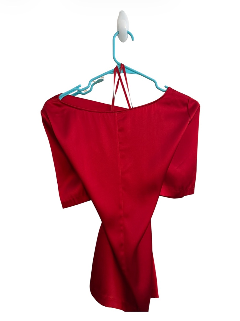 ANTONIO MELANI Red Draped Short Sleeve Blouse - Picture 8 of 10